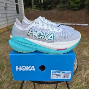 Hoka Mach X 2 1155120 FCO Frost/Electric Aqua Running Shoes Women Sz 8.5 Worn 5x